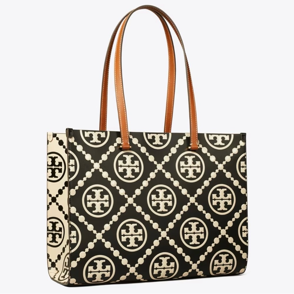 Tory Burch NWT Embossed Contrast Black and White Tote Bag - Picture 13 of 14